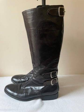TRIUMPH BY PAUL SMITH BLACK LEATHER MOTORBIKE BOOTS SIZE 6/39