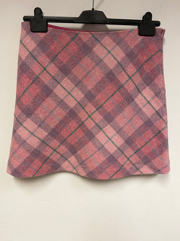 NESS AUTHENTIC TWEED REBECCA PINK & GREEN CHECK TWEED A LINE SKIRT SIZE 12