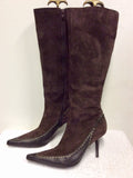 OPPUS DARK BROWN SUEDE & LEATHER HEELED BOOTS SIZE 7/40
