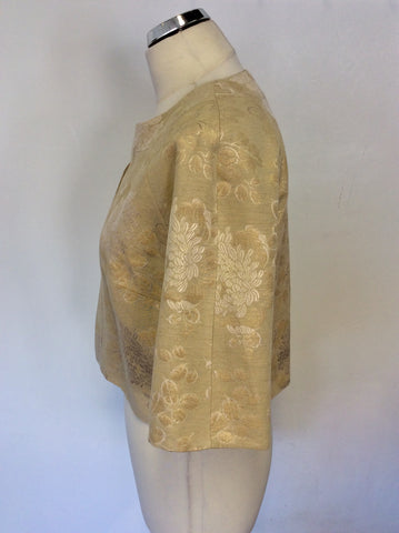 COAST BEIGE,IVORY & GOLD DAMASK PRINT OCCASION JACKET SIZE 12