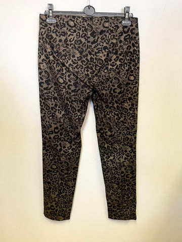 BRAND NEW ROBELL ROSE BLACK & GOLD ANIMAL PRINT STRETCH TROUSERS  SIZE 16