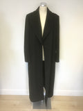 JAEGER BLACK WOOL TIE BELT FULL LENGTH COAT SIZE 16