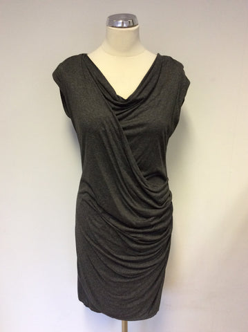 PHASE EIGHT GREY STRETCH DRAPE JERSEY DRESS SIZE 14