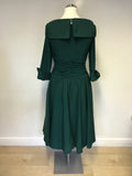 ELIZA J GREEN 3/4 SLEEVE TURN BACK CUFF SPECIAL OCCASION DRESS SIZE 16 UK 12/14