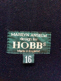 HOBBS BLACK WOOL & CASHMERE BLEND COAT SIZE 16
