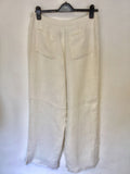 CLAUDIA STRATER WHITE LINEN BLEND TROUSERS SIZE 42 UK 14