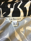 LK BENNETT BLACK & IVORY PRINT SILK WRAP DRESS SIZE 10