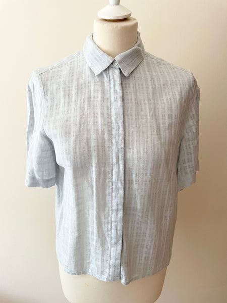 JIGSAW PALE BLUE LINEN SHORT SLEEVE SHIRT SIZE 8