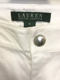 RALPH LAUREN WHITE COTTON SLIM LEG TROUSERS SIZE 4 UK 8