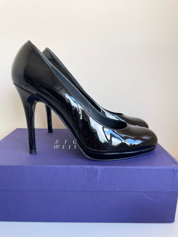 STUART WEITZMAN FOR RUSSELL & BROMLEY SWOON BLACK PATENT LEATHER HEELS SIZE UK 6.5/39.5