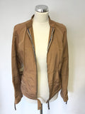 KRIZIA JEANS TAN & CREAM TRIM LIGHTWEIGHT ZIP UP JACKET SIZE 16 BUT FIT UK 12/14