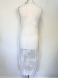 CREA CONCEPT OFF WHITE FINE OPEN KNIT SLEEVELESS LONG CARDIGAN SIZE 36 UK 10