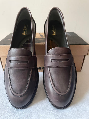 BRAND NEW IN BOX BARBOUR BROWN LEATHER LOAFERS SIZE 6 EUR 39/40