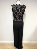 LIPSY BLACK LACE COWL NECK SLEEVELESS JUMPSUIT SIZE 14