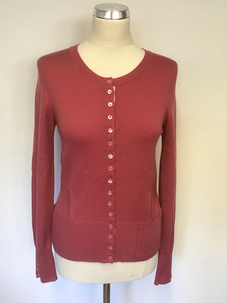 WHISTLES PINK WOOL BLEND LONG SLEEVE CARDIGAN SIZE 2 UK 10/12