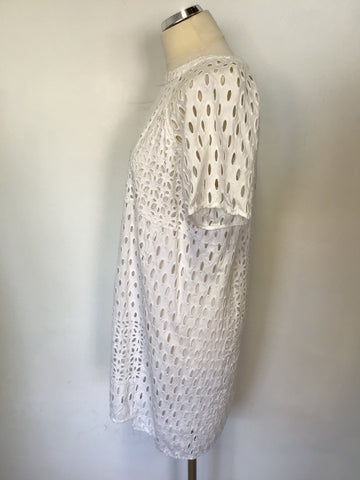 WHISTLES WHITE BROIDERY ANGLAISE WHITE DRESS SIZE 12