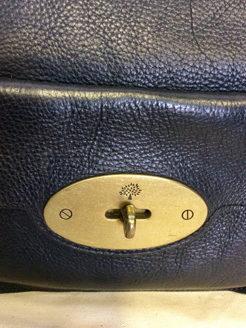MULBERRY BLACK LEATHER FRONT POSTMAN LOCK POCKET SHOULDER BAG