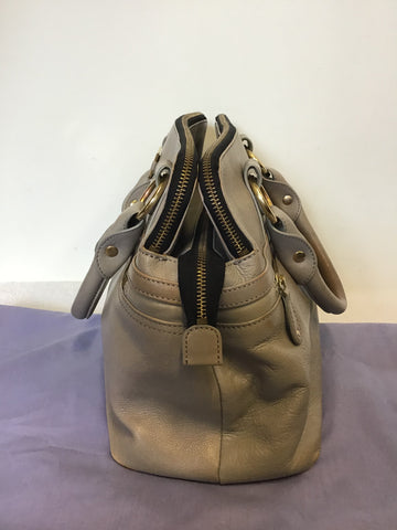 MODALU PIPPA SHARK GREY LEATHER TOTE BAG WITH DETACHABLE STRAP