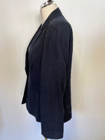 JAEGER NAVY BLUE LINEN JACKET SIZE 12