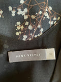 MINT VELVET CHARCOAL & BLACK BLOSSOM PRINT SLEEVELESS TOP SIZE 10