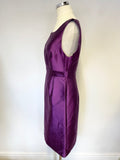 LK BENNETT PURPLE SILK & WOOL BLEND PENCIL DRESS & JACKET SUIT SIZE 12