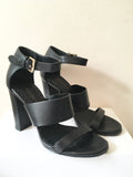 MULBERRY BLACK LEATHER HIGH CHUNKY HEEL SANDALS SIZE 5/38