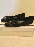 PEDRO GARCIA PAMMY BLACK SUEDE JEWEL & BOW TRIM FLATS SIZE 5/38
