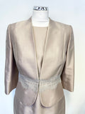 BRAND NEW HOBBS CHAMPAGNE LACE TRIM PENCIL DRESS & FITTED JACKET SUIT SIZE 10