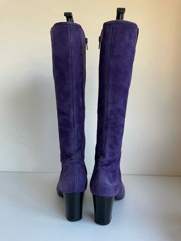 GABOR PURPLE SUEDE KNEE LENGTH HEELED BOOTS SIZE 5.5. / 38.5