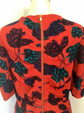MARC BY MARC JACOBS RED FLORAL PRINT SHORT SLEEVE OCCASION DRESS SIZE 12 UK 16