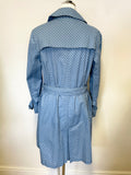 BRAND NEW CATH KIDSTON BLUE & WHITE SPOT TEFLON COATED COTTON BELTED TRENCH COAT/ MAC SIZE L