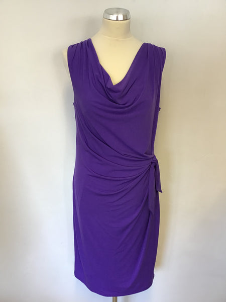 KALIKO PURPLE STRETCH SLEEVELESS TIE SIDE DRESS SIZE 12