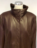LAKELAND DARK BROWN LEATHER KNEE LENGTH COAT SIZE 20