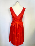 TED BAKER HOT ORANGE 100% SILK SLEEVELESS SPECIAL OCCASION DRESS SIZE 2 UK 10