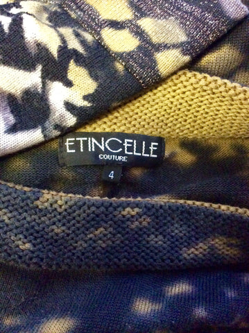 ETINCELLE COUTURE BROWN PRINT SHORT SLEEVE LONG JUMPER/ MINI DRESS SIZE 4 UK 14/16