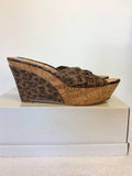 BRAND NEW GUESS BRONZE LEOPARD PRINT SPARKLE WEDGE HEEL MULES SIZE 6/39