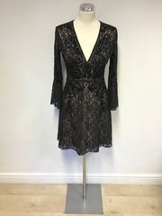 FRENCH CONNECTION BLACK LACE BEADED SPECIAL OCCASION DRESS SIZE 8