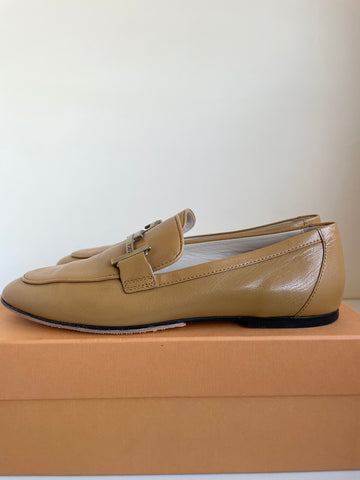 TODS DOPIA MUSTARD LEATHER FLATS SIZE 4.5/37.5