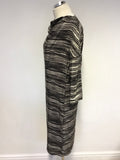 NICOLE FARHI BROWN STRIPE SILK SHIFT DRESS SIZE 8