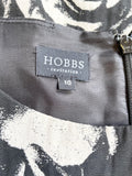 HOBBS INVITATION BLACK & CREAM FLORAL PRINT SLEEVELESS FIT & FLARE DRESS SIZE 10