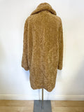 MARCCAIN HONEY BROWN REVERSIBLE TEDDY BEAR COAT SIZE N4 UK 14/16