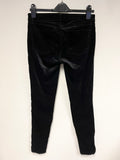 J BRAND BLACK VELOUR COTTON SUPER SKINNY LEG JEANS SIZE 28