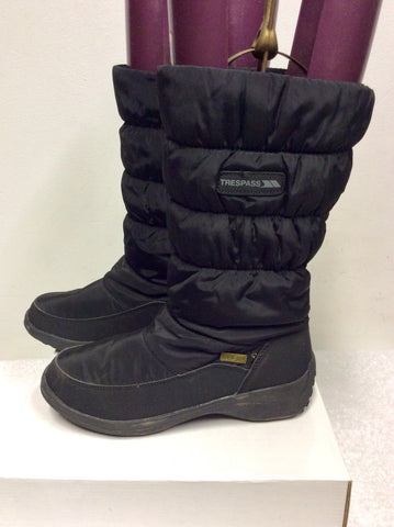 TRESPASS BLACK IZZIE CALF LENGTH SNOW BOOTS SIZE 4/37