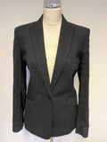 REISS AMBROSE BLACK PINSTRIPE WOOL BLEND TROUSER SUIT SIZE 14