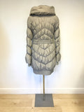 GHARANI STROK LIGHT GREY PADDED DOWN & FEATHER FILLED COAT SIZE L