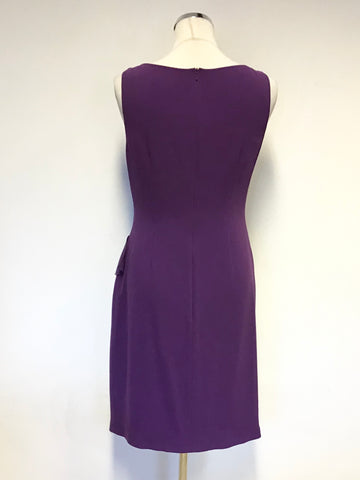 COAST PURPLE SLEEVELESS PENCIL DRESS WITH FRILL TRIM SIZE 14
