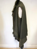 MADE IN ITALY DARK GREEN FAUX FUR REVERSIBLE SLEEVELESS GILET SIZE M