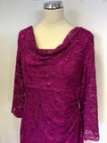 BRAND NEW GINA BACCONI FUSCHIA PINK SEQUIN LACE SPECIAL OCCASION DRESS SIZE 18