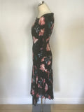 BRAND NEW COAST LAUREN WINDSOR BLACK & PINK FLORAL PRINT SHIFT DRESS SIZE 10