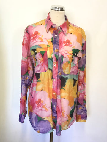 RALPH LAUREN MULTI COLOURED FLORAL RINT LONG SLEEVE COTTON SHIRT SIZE XL